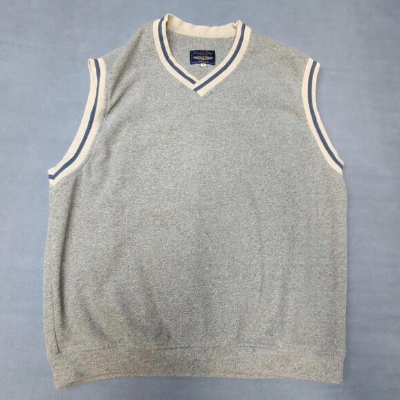 Straight Down V Neck Vest Men's XL Gray Stretch Cotton Blend Golf Casual Preppy - Picture 1 of 8